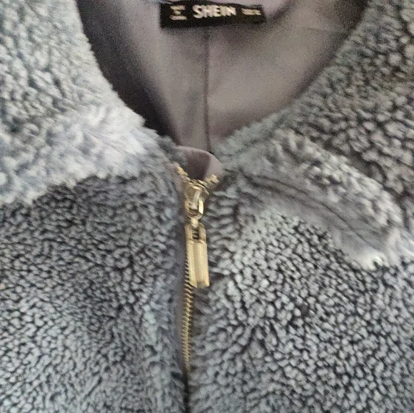 SheIn Zip Up Blue Teddy Spring Jacket - Picture 8 of 10